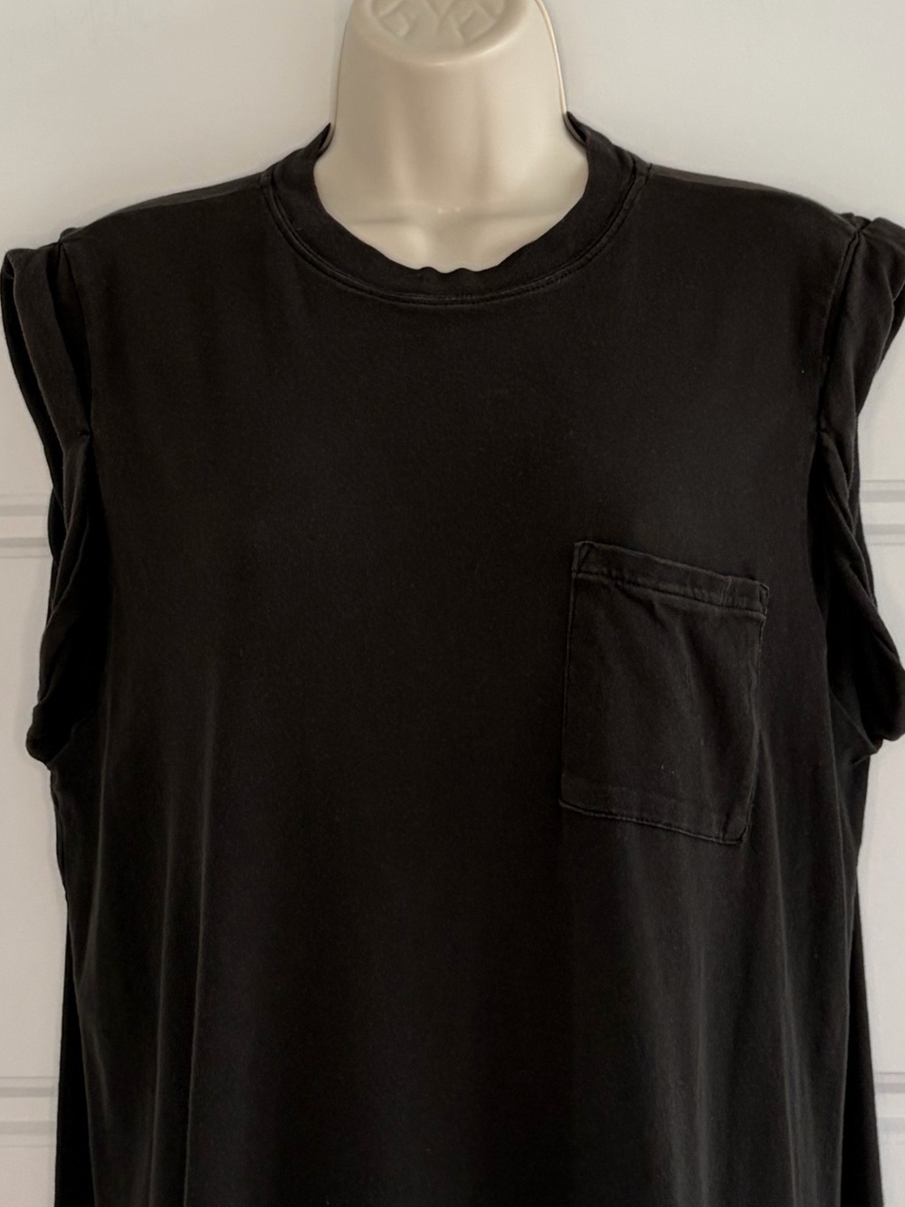 ATM Pocket Tank Maxi Dress in Charcoal Black Twisted Armholes Minimalist Size S - Picture 2 of 13